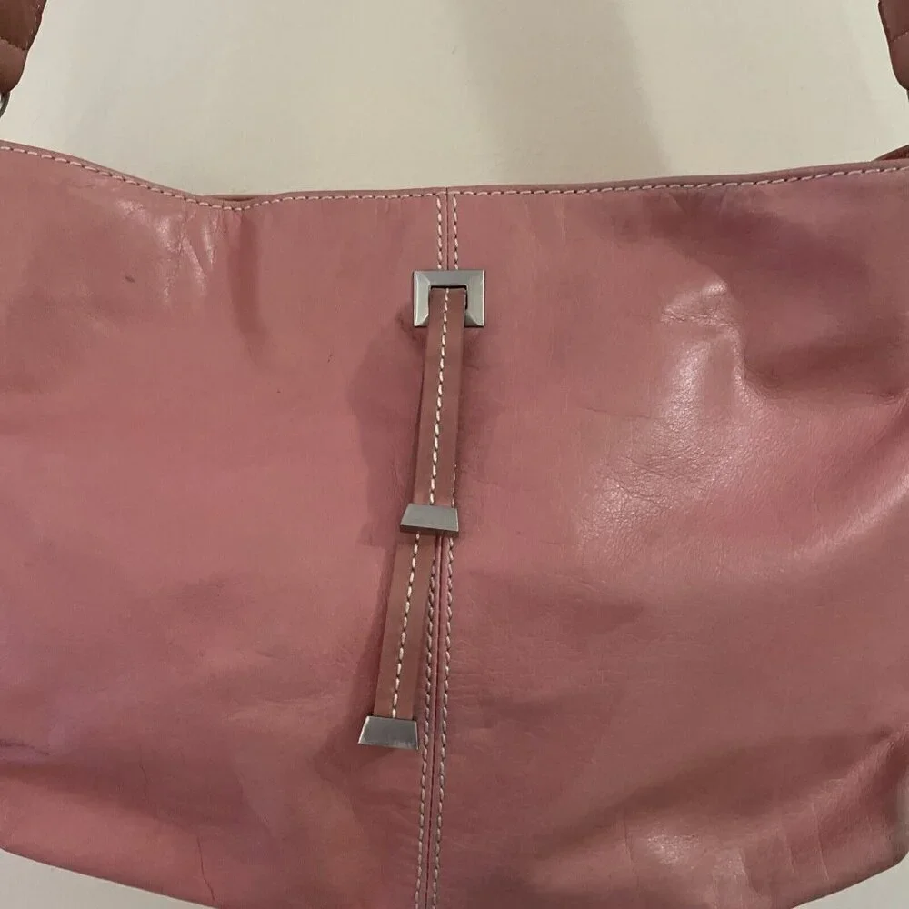 Vintage Etienne Aigner Leather Shoulder Bag Handbag Pink Tassel Bag Charm RARE